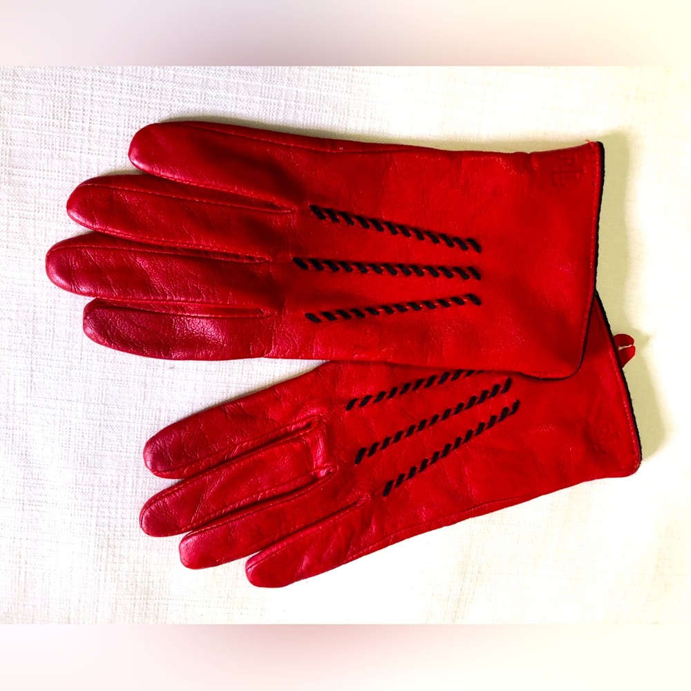 Ralph Lauren red leather gloves